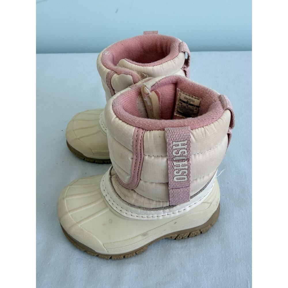 OshKosh B’gosh Toddler Girls Winter Snow Boots Pink & Cream | Faux Fur Lined 4M